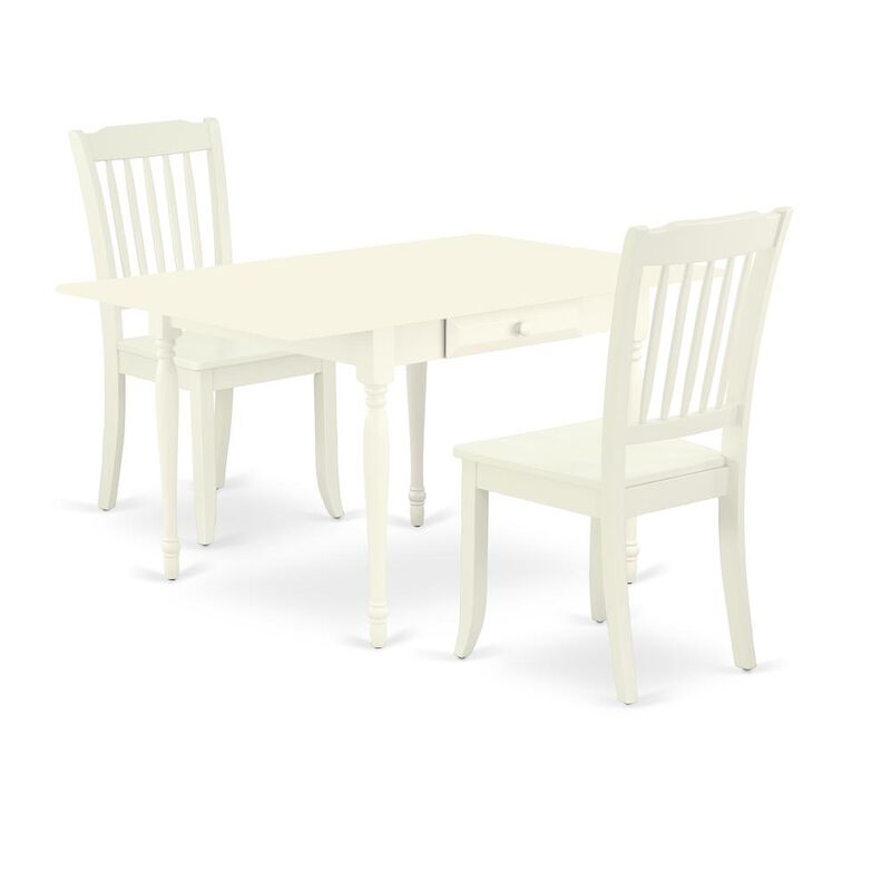 East West Furniture Dining Room Set Linen White, MZDA3-LWH-W