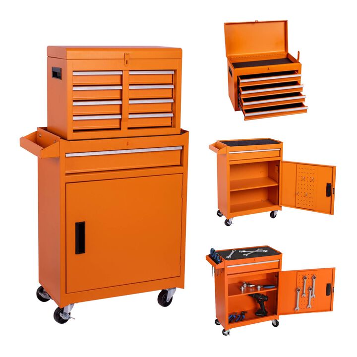 ELEMENT ACE 5-Drawer Rolling Tool Storage Cabinet with Detachable Top Tool Box, Lockable Wheels, Adjustable Shelf and Locking Mechanism for Garage Workshop