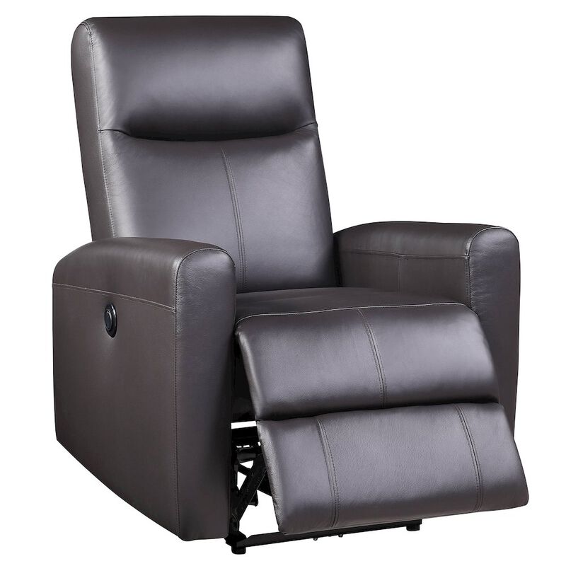 Plethoria Home Brown Power Recliner with Square Armrest