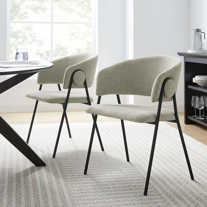 Nella Upholstered Heathered Chenille Dining Chairs Set of 2 image number 8