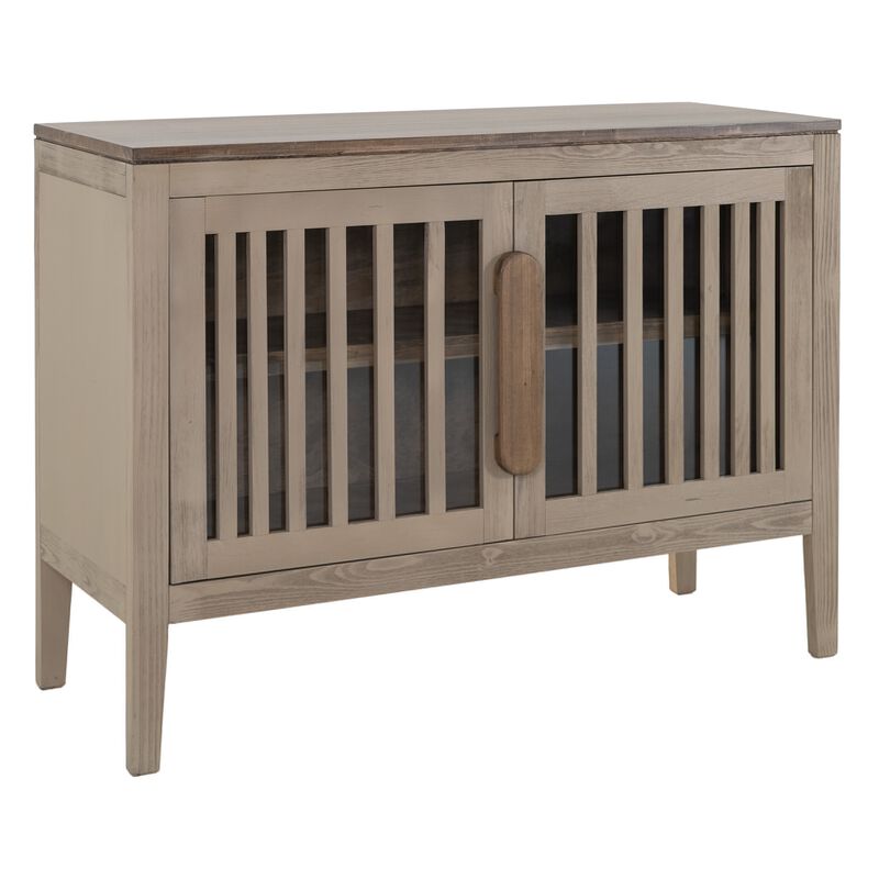 Maltie Sideboard Console Cabinet, 2 Doors, Sand Brown Wood, 54 Inch - Benzara