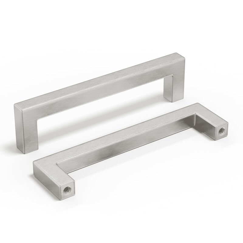 homdiy 5 Pack 5 Inch Brushed Nickel Cabinet Pulls Cabinet Handles Square Door Handles Modern Dresser Drawer Stainless Steel Hard