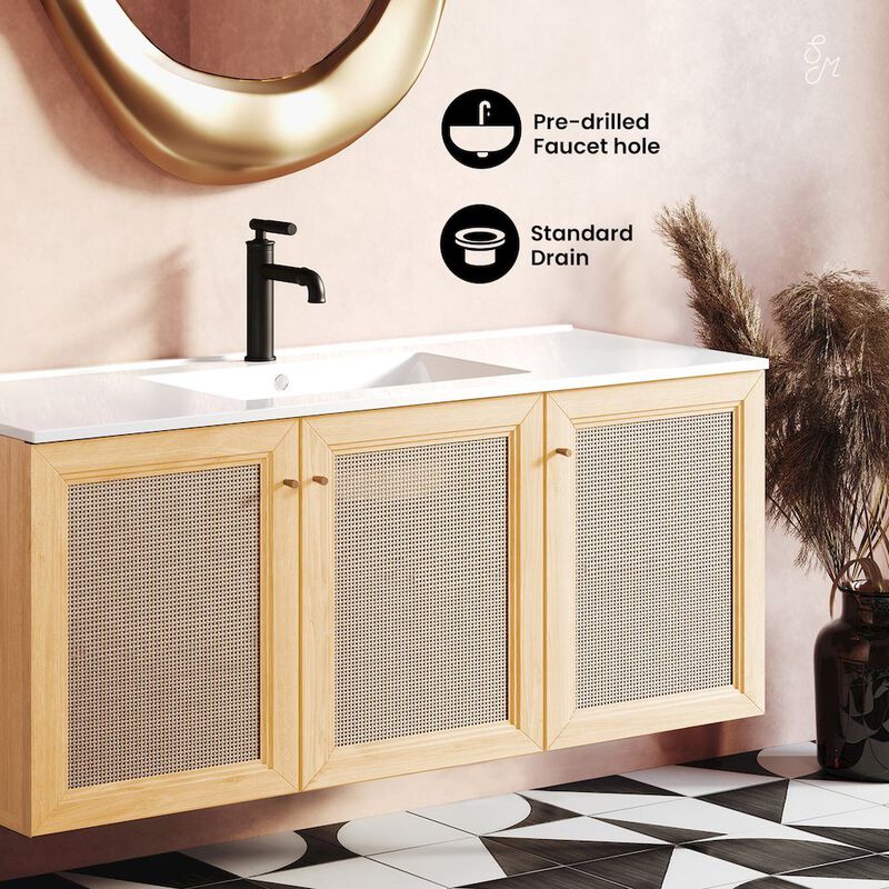 Classe 48" Wall-Mounted Bathroom Vanity in Natural Oak image number 2