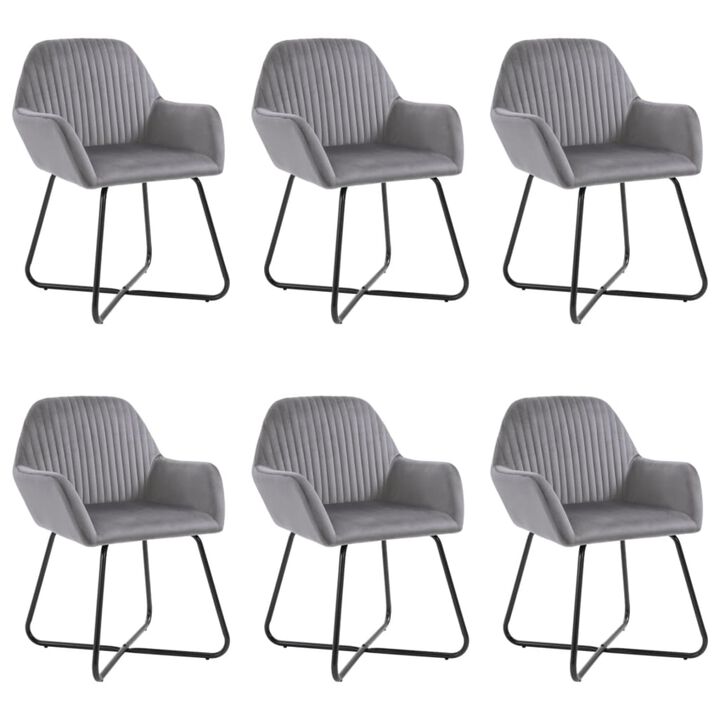 vidaXL Dining Chairs 6 pcs Gray Velvet