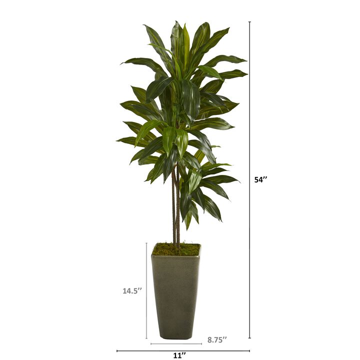 HomPlanti 4.5" Dracaena Artificial Plant in Green Planter (Real Touch)