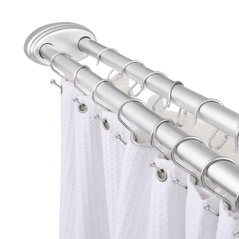 Rustproof Aluminum Double L-Shaped Shower Curtain Rod image number 1
