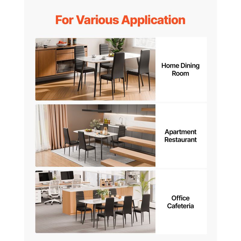 Modern Accent Dining Chairs Set of 4, Padded Leather Chairs with Sturdy Metal Legs image number 2