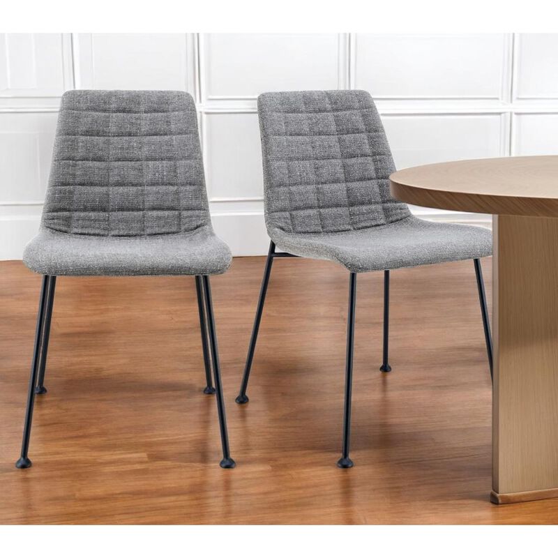 Hivvago Set of Two Gray And Black Upholstered Fabric Dining Side Chairs