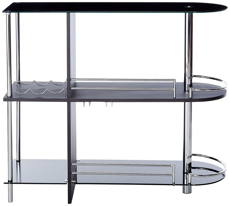 Kings Brand Furniture Bar Table with Two Tempered Glass Shelves and Wine Rack