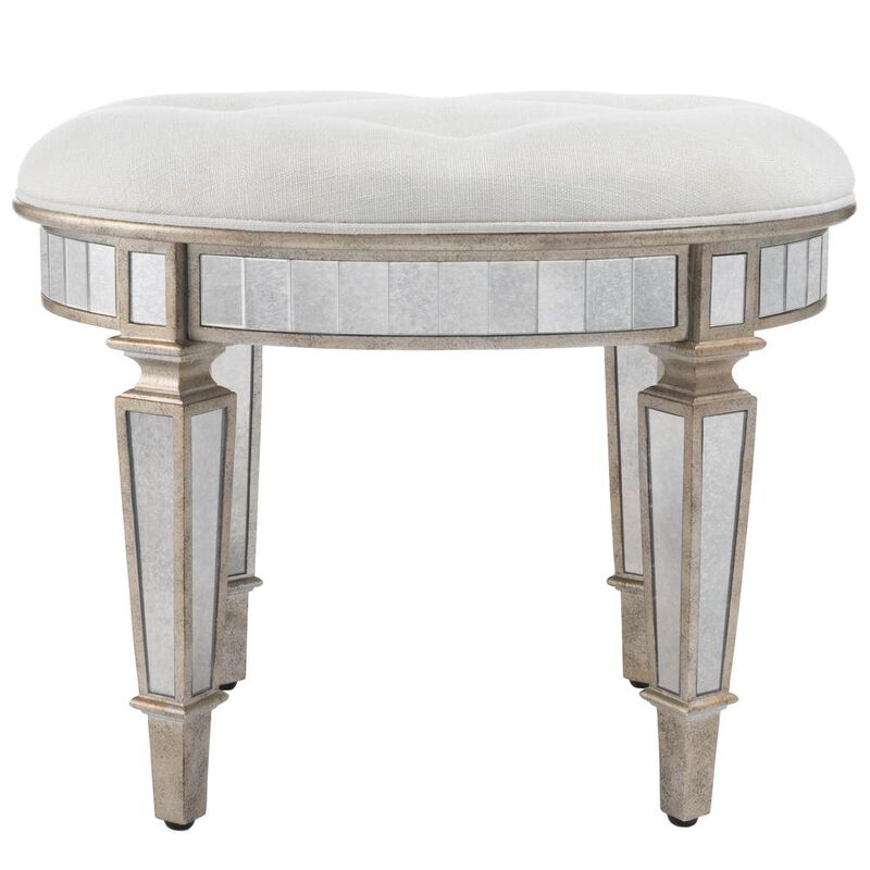 Butler Specialty Garbo Mirrored Vanity 24W Stool, Silver