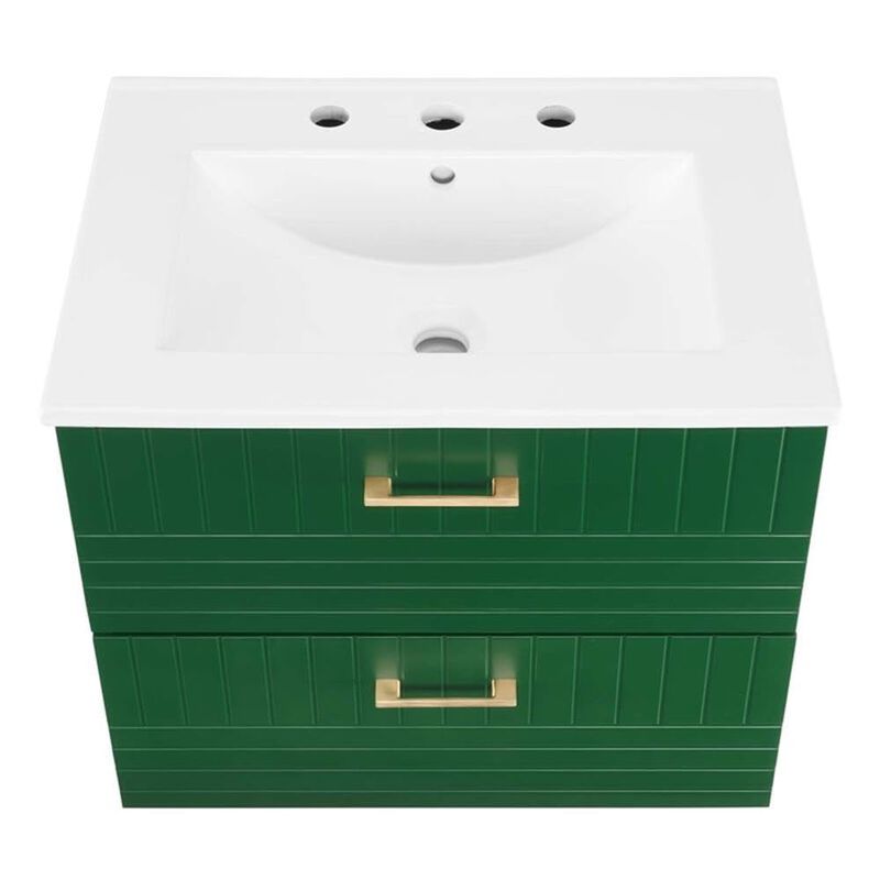 Modway Daybreak Bathroom Vanity, 24" with White Sink, Green image number 4