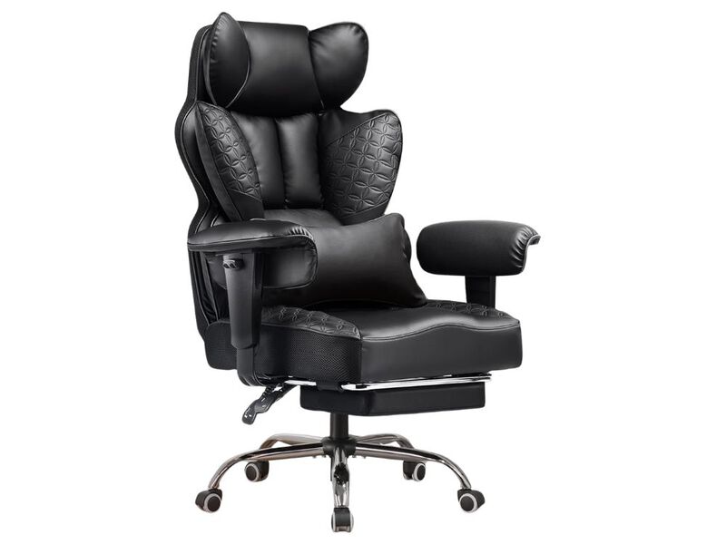 Office Chair &ndash; Big & Tall Leather Gaming Seat with Footrest, Recline & Lumbar Support image number 0