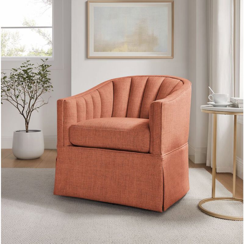 Sanibel Skirted Swivel Accent Chair - Coral