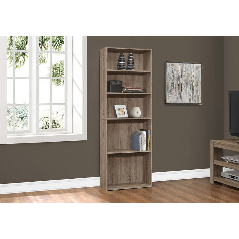 Monarch Specialties I 7468 Bookshelf, Bookcase, 6 Tier, 72"H, Office, Bedroom, Laminate, Brown, Transitional image number 2