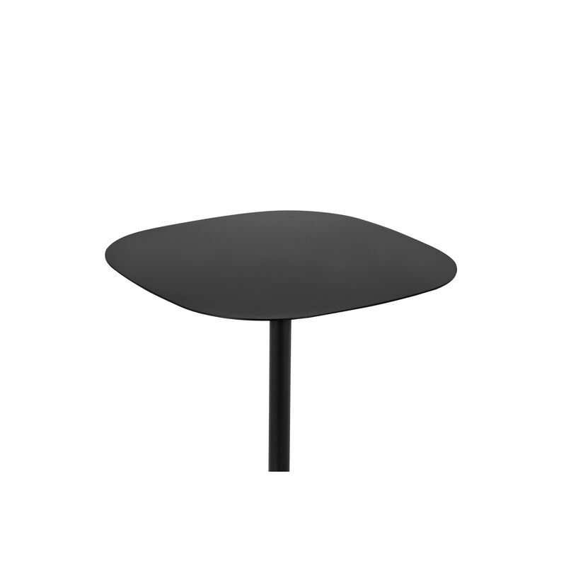 Liki 28 Inch Bistro Dining Table, Round Top and Base, Modern Black Metal