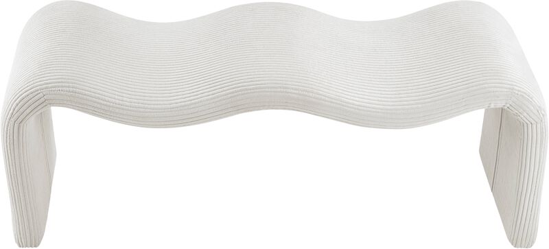 Meridian Furniture Willow Cream Corduroy Fabric Bench