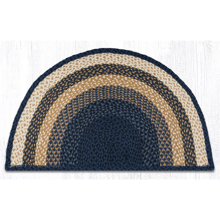 Earth Rugs Sc-79 Lt Blue Dk Blue Mustard Large Rug Slice 24 X 39