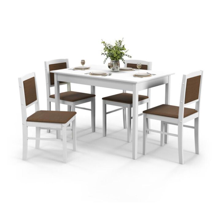 Hivvago 5-Piece Dining Set for 4 with Rubber Wood Legs for Small Dining Room
