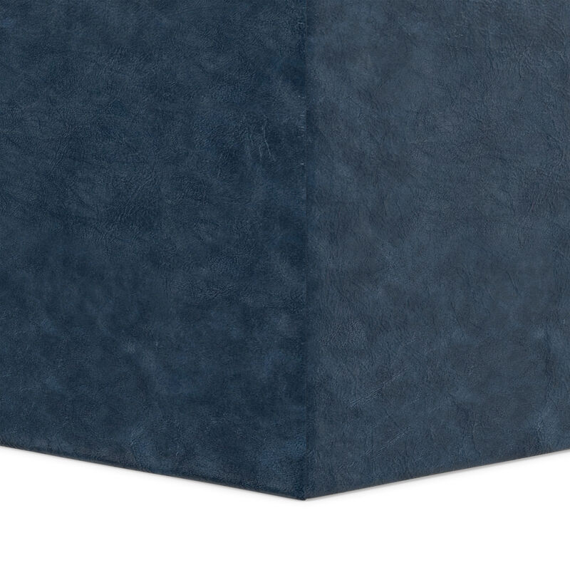 Rockwood 17 inch Wide Contemporary Square Cube Storage Ottoman with Tray in Denim Blue Vegan Faux Leather, Assembled image number 9