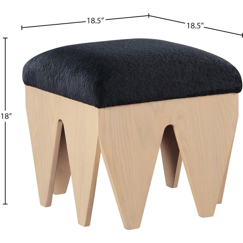 Meridian Furniture Altair Black Velour Fur Fabric Bench