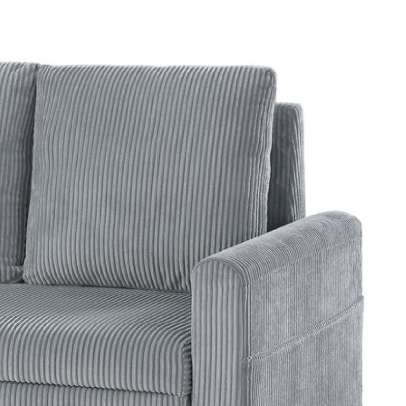 Swin&nbsp;Loveseat with Storage, Gray Corduroy, Soft Cushioned, 45 Inch
