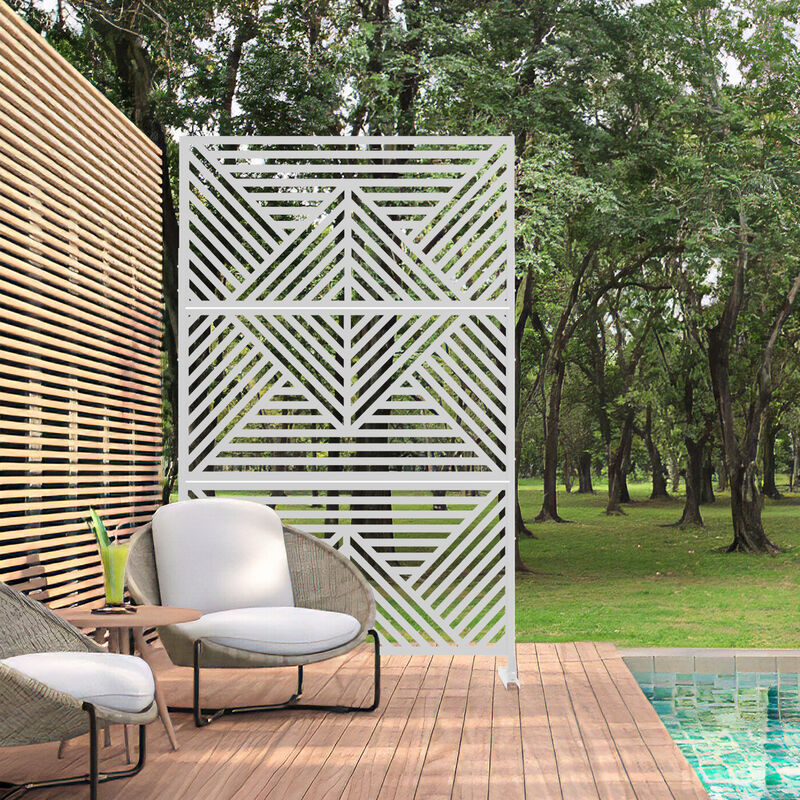 Arched Metal Outdoor Privacy Screen, Freestanding Outdoor Divider Decorative Privacy Fence