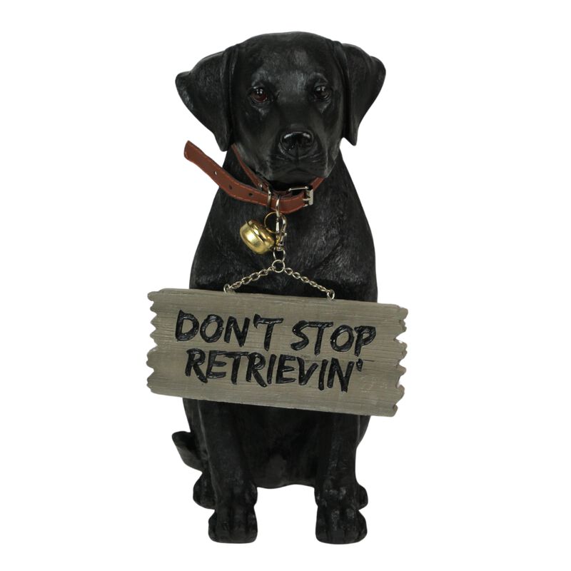 Black Lab Dog Indoor Outdoor Welcome Statue with Reversible Message Sign image number 1