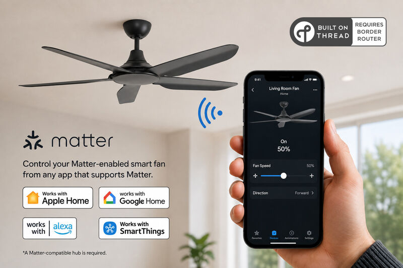 ENLIGHT 52" Smart DC Ceiling Fan, IP66 Outdoor/Coastal Rated, Matter Smart Home Integration, 5 Blades image number 2