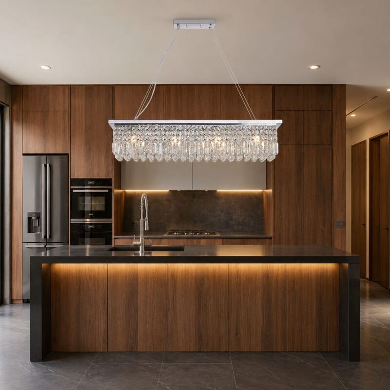 ELEMENT ACE Modern Rectangular Raindrop 8-Light Pendant Chandelier Fixture Perfect for Dining Room Kitchen Island Bar Living Room Entryway Home Lighting image number 2