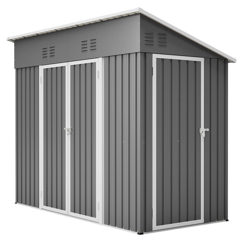 4x8 Slope-Roof Reinforced Storage Shed with Weatherproof Sloping Roof & 4 Air Vents image number 0