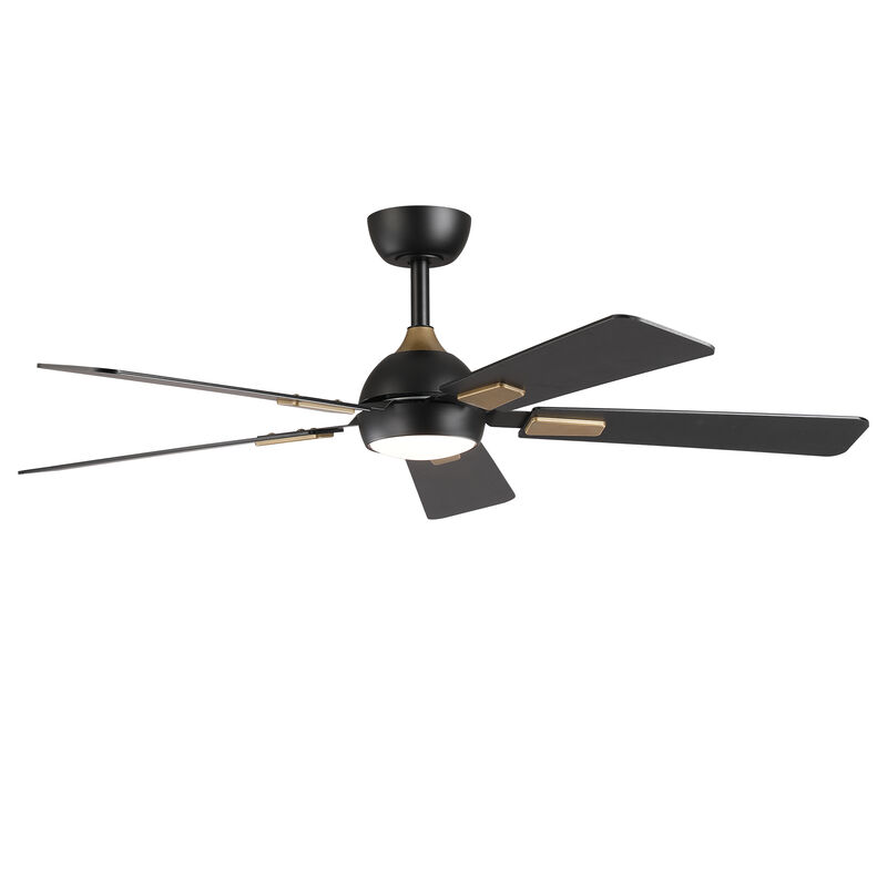 52" Modern Matte Black Dimmable Reversible Smart Ceiling Fan with Light, APP Control and Remote image number 0