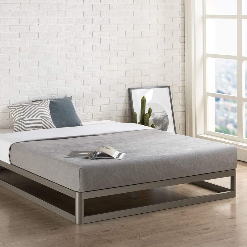 Heavy Duty Low Profile Platform Bed Frame Metal Construction for Long Lasting Use