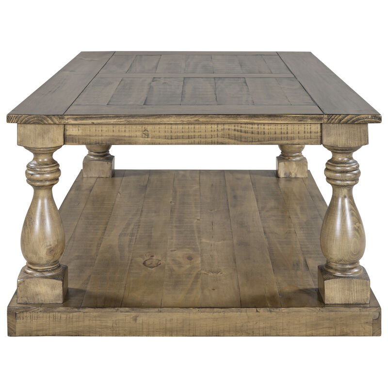 Merax Rustic Floor Shelf Coffee Table with Storage