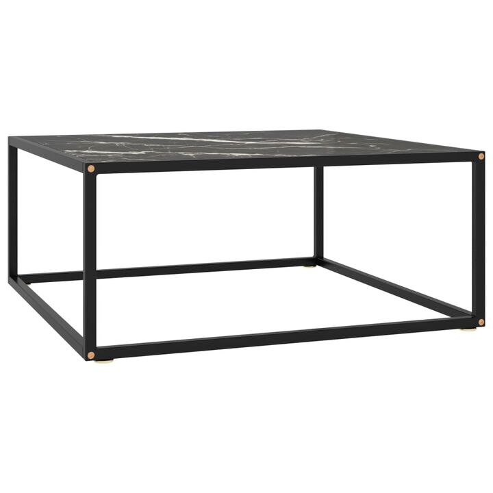 vidaXL Coffee Table Black with Black Marble Glass 31.5x31.5x13.8