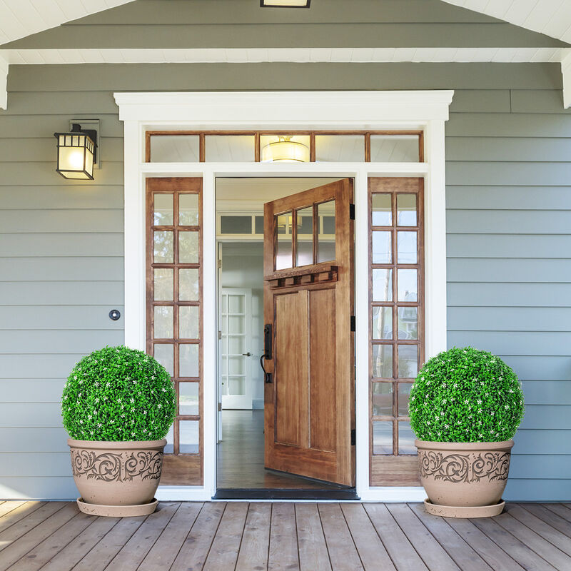 Holly Artificial Topiary Balls Faux Boxwood Balls Set of 2