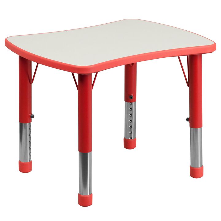 Flash Furniture 21.875''W x 26.625''L Rectangular Red Plastic Height Adjustable Activity Table with Grey Top