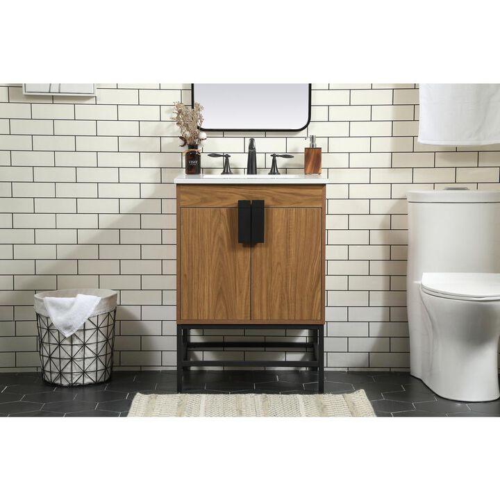 Elegant Kitchen and Bath 24 inch Single bathroom vanity in walnut brown