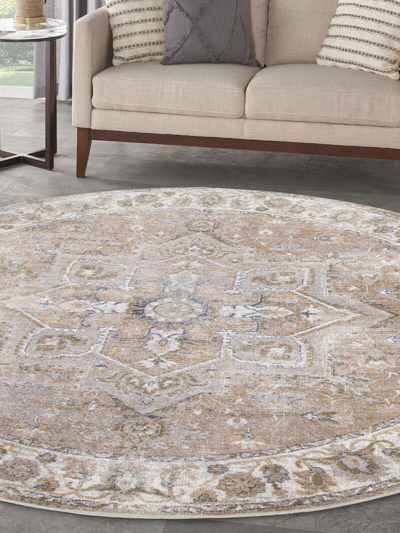 Astra Machine Washable ASW12 Beige 7'10" x Round Rug