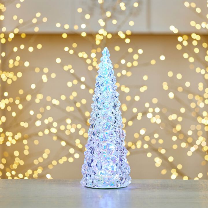 LED Iridescent Holiday Pine Tree – Decorative Light-Up Tree for Christmas Table, Entryway, or Mantel Styling