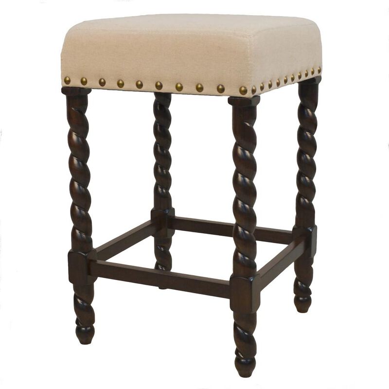 Carolina Living Remick 24 Counter Stool - Espresso - Linen Upholstery