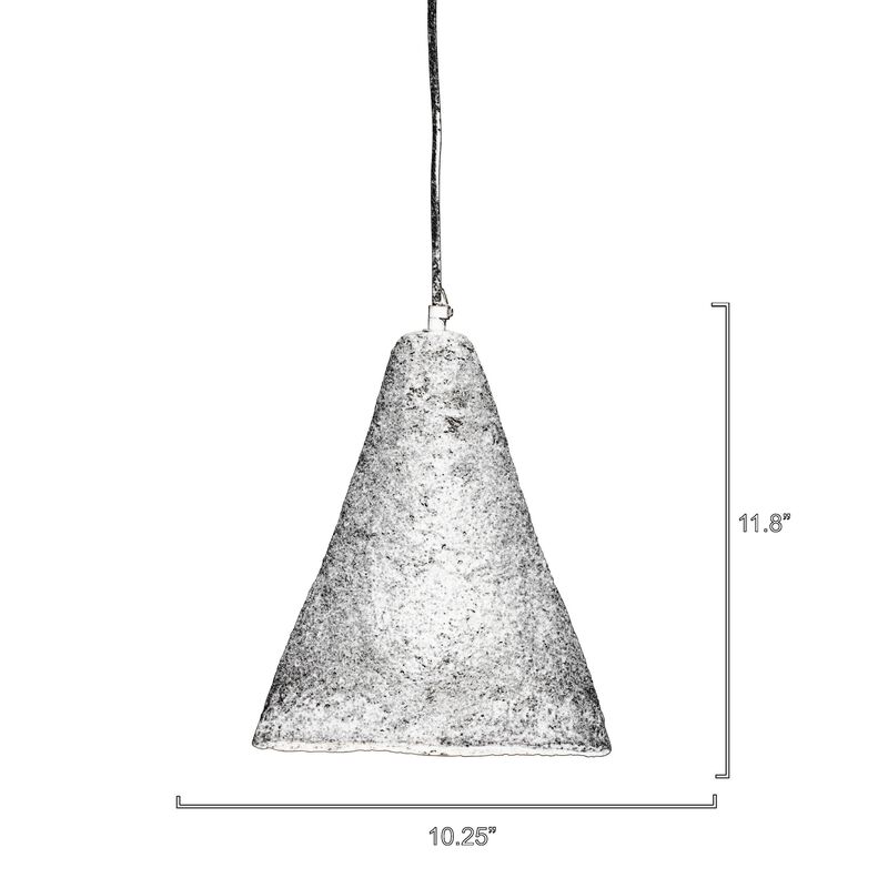 Zoe 96 Inch Pendant Chandelier, Modern Paper Mache Cone Shape, Beige - Benzara