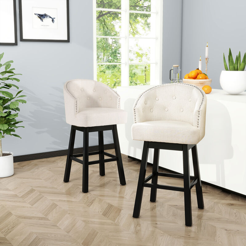 Merax Contemporary Button-Tufted Swivel Barstools image number 2