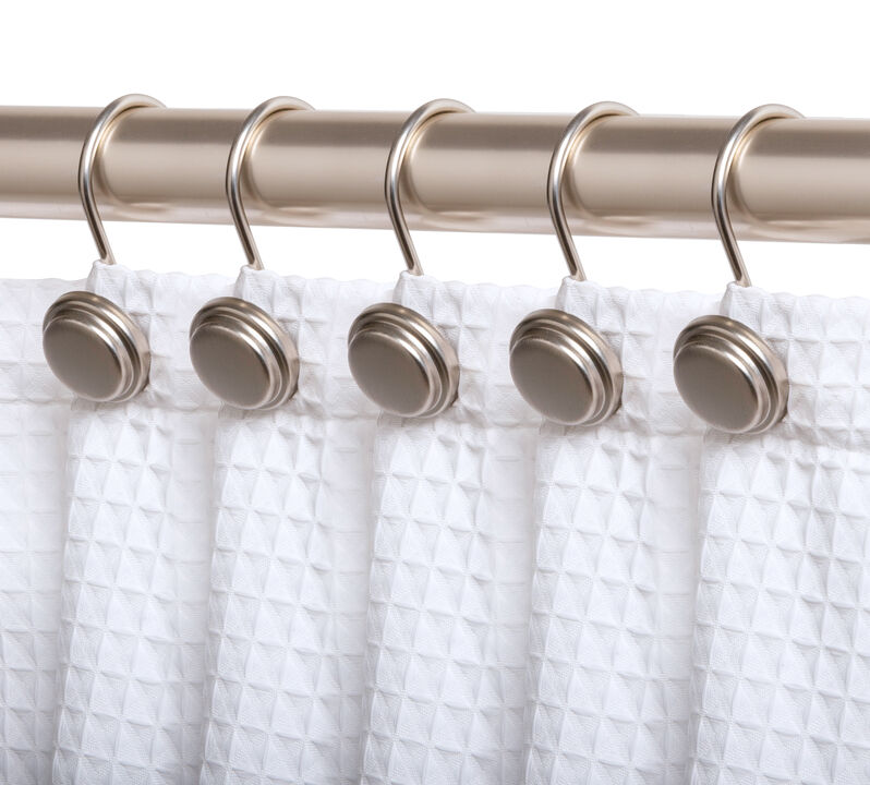 Utopia Alley Rust-Resistant Metal Shower Curtain Hooks, Decorative Round Base Design - Set of 12