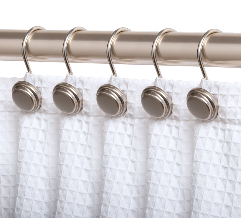 Metal Shower Curtain Hooks, Set of 12 image number 1
