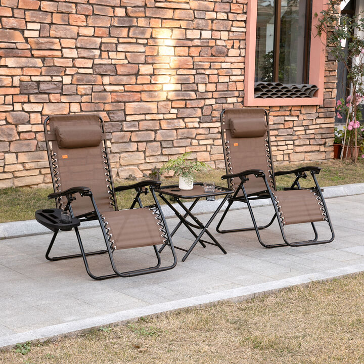 Hivvago Poolside Folding Recliner Set with Cup Holders