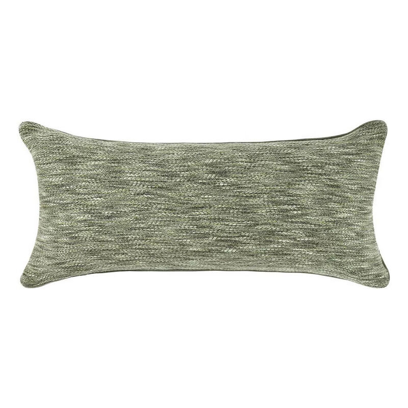 Sam Lumbar Accent Throw Pillow, 14x26 Cedar Green Cotton Blend Texture - Benzara
