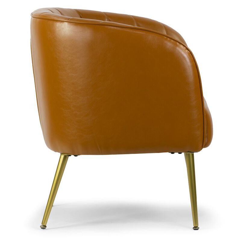 Glamour Home Avia Cappuccino Faux Leather Accent Chair with Decorative Stitching