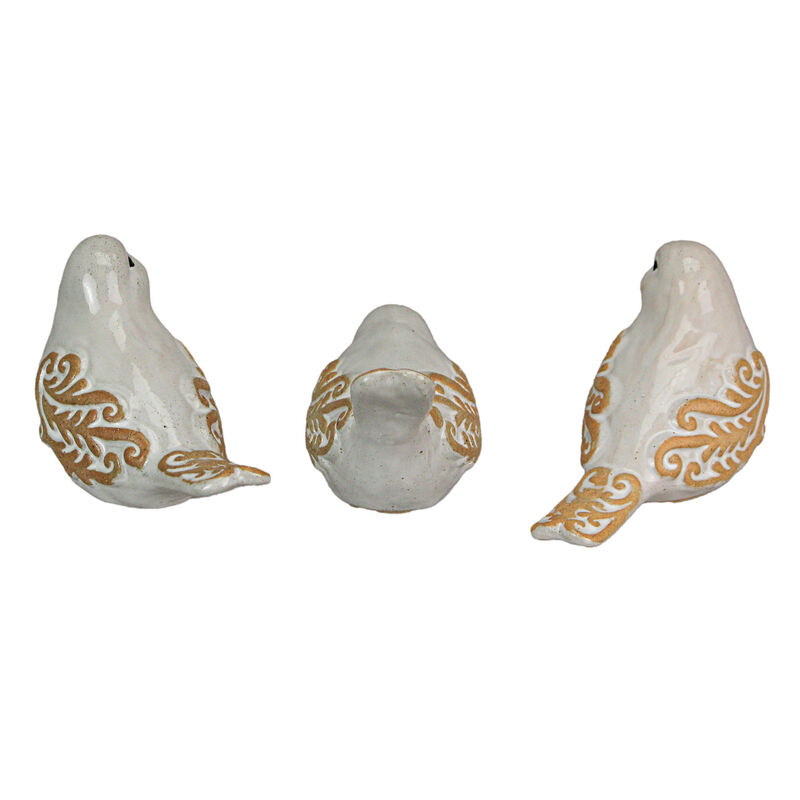 5 Inch Ceramic Bird Figurine Farmhouse Art Home Decor Shelf Sculpture Set of 3 image number 2
