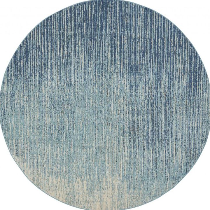 HomeRoots 8' Blue And Ivory Abstract Round Rug