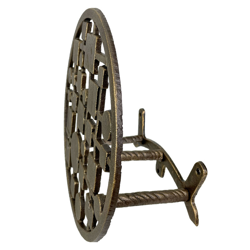MCM Circles & Squares Cast Iron Hose Holder &ndash; Bronze Wall Mount image number 2
